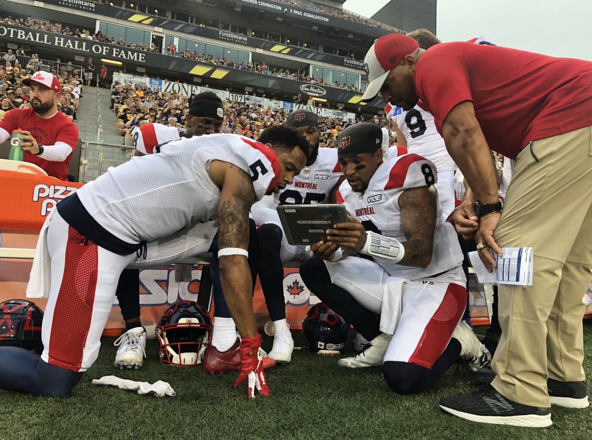  Montreal using SkyCoach on the sideline during a game. 